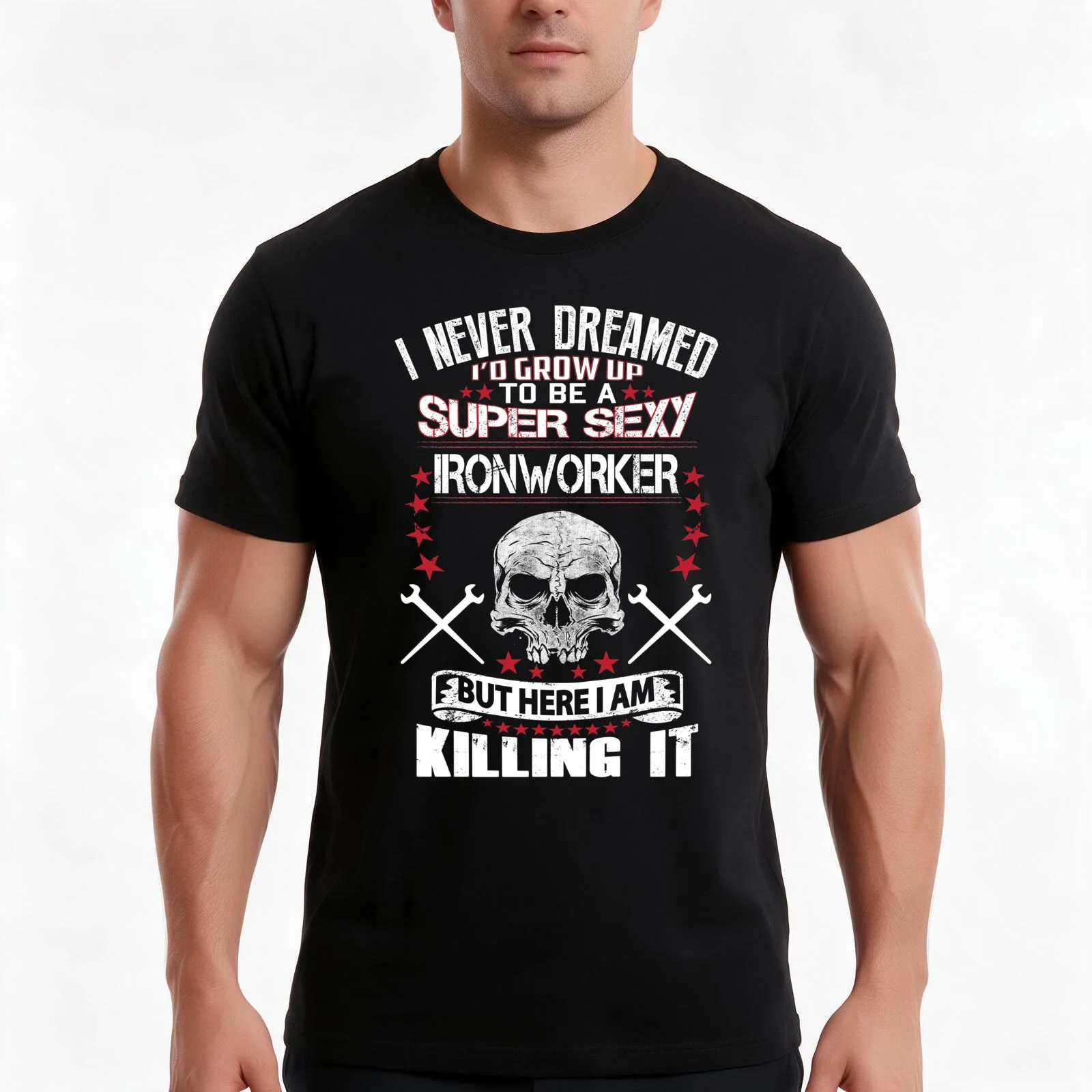 Super Sexy Ironworker T-Shirt, Summer Casual Cotton Tee, Oversized Streetwear Tops, Vintage Graphic Print, Unisex Men Women