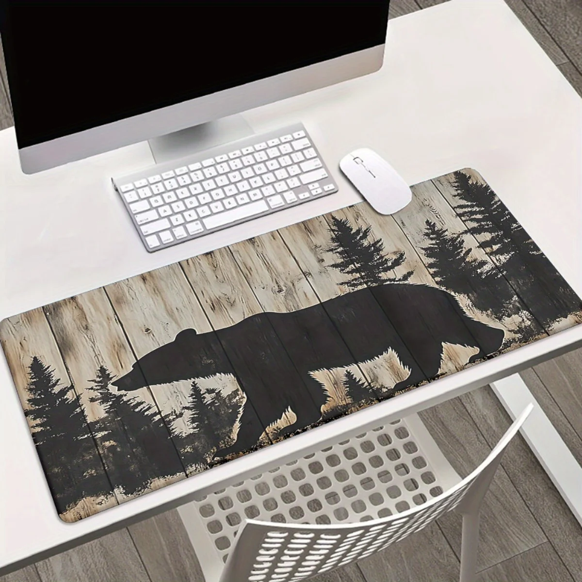 

Bear-shaped forest mousepad is durable rubber anti-slip and easy to clean It is suitable for offices gamers with high quality