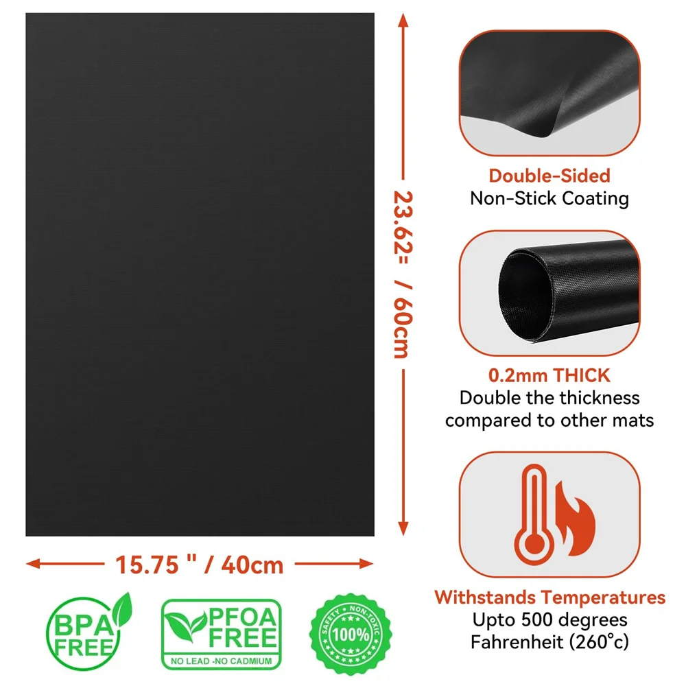 Oven Liners for Bottom of Electric Gas Oven Reusable Non-Stick Teflon Protector Mat Heat Resistant Grill Mats