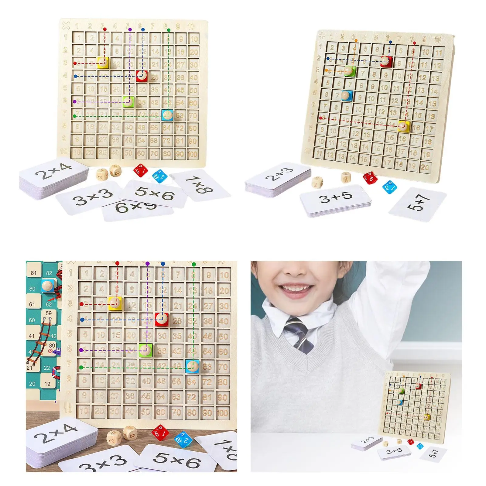 Wooden Table Math Toy Preschool Puzzle Board Game Counting Toy for Toddler