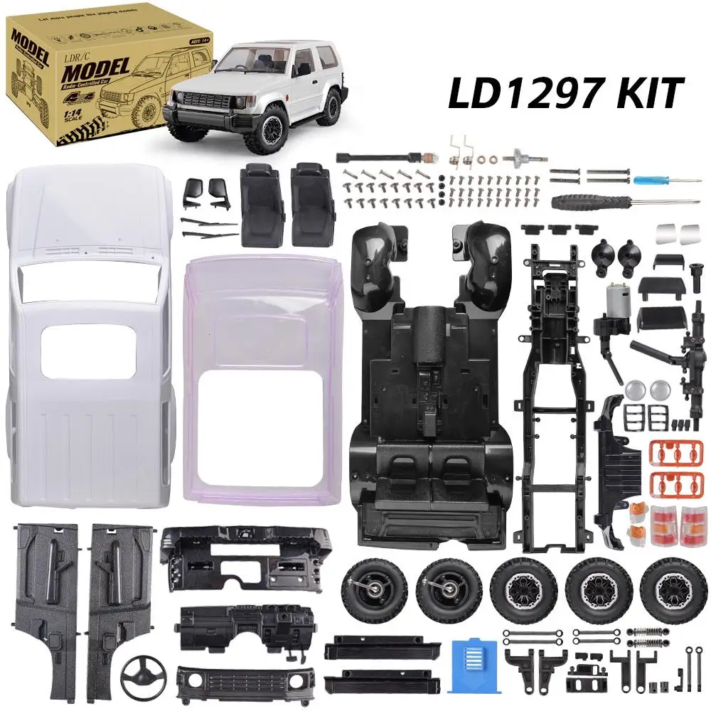 LDRC 1297 Pajero DIY KIT 1/14 4WD RC Car LED Light Off-Road Truck Climbing Rock Crawler Full Proportional Vehicles Models Remote