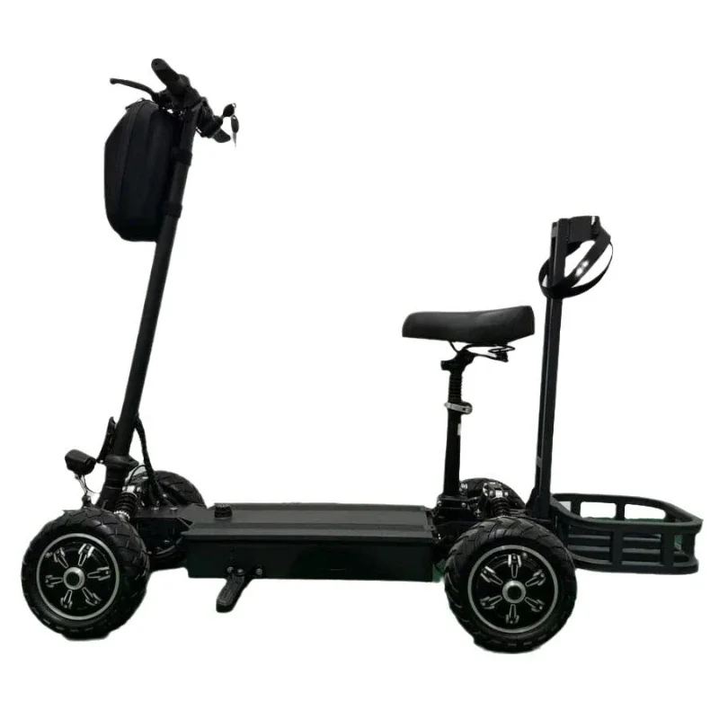 

11-дюймовый внедорожный четырехколесный электрический самокат для пожилых людей, складной портативный самокат для пожилых людей