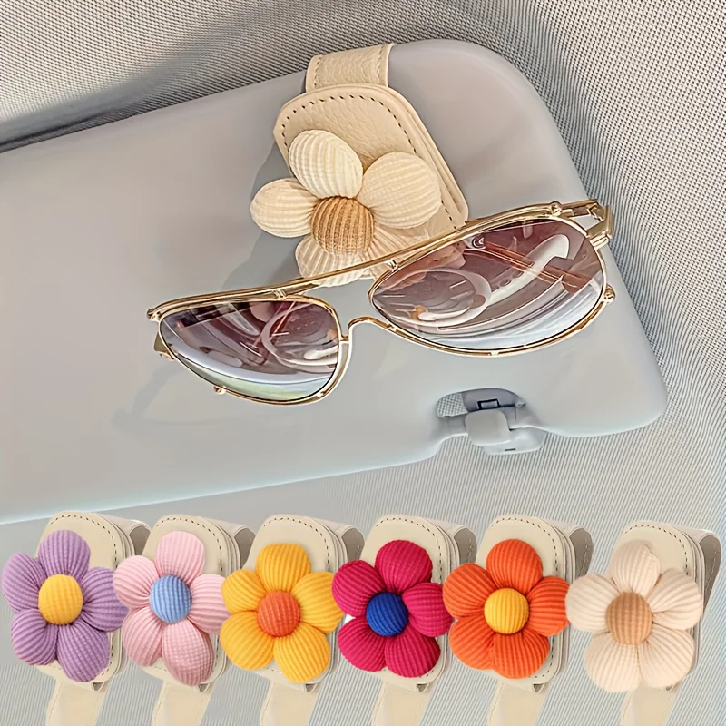 

A Magnetic Flower Design Glasses Clip, a Car Sun Visor Holder, a Multifunctional Ticket Holder