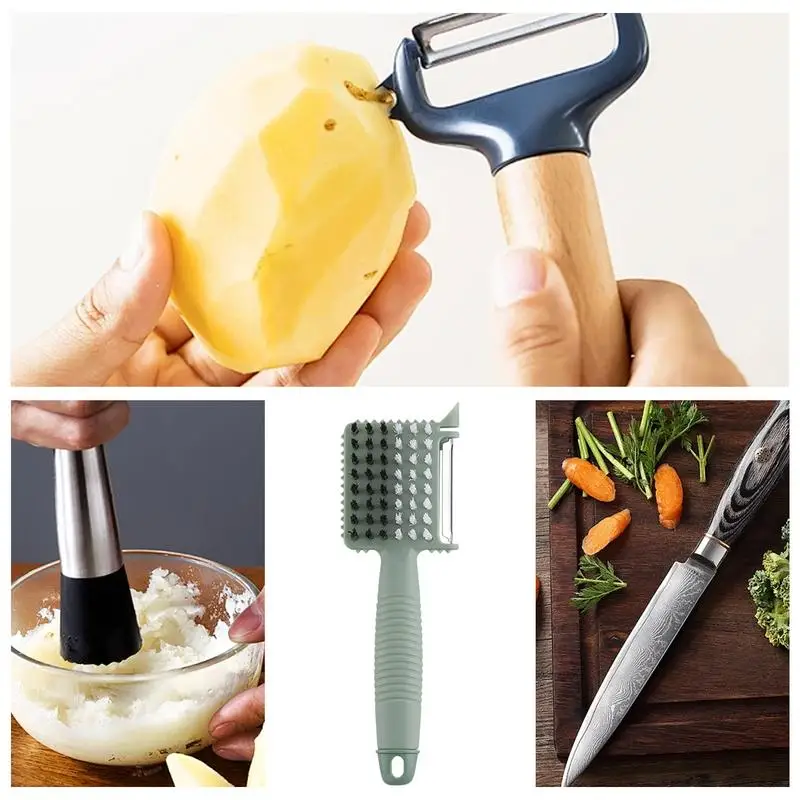 Fruit And Vegetable Peeler Multifunctional Food Peeler Vegetable Scrubber Fruit Peeler With Brush Practical Hand Peeler For image 4