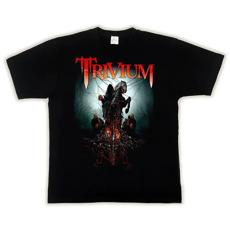 2024  MEGADETH TRIVIUM Popular Pattern Printed European and American Rock High Street T-shirt Cotton Summer Short Sleeved Top