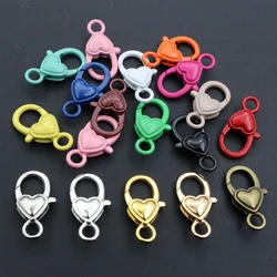 10pcs/lot 26x19mm Gold Silver Plated Rhodium Heart Jewelry Findings,Lobster Clasp Hooks for Necklace&Bracelet Chain DIY Making