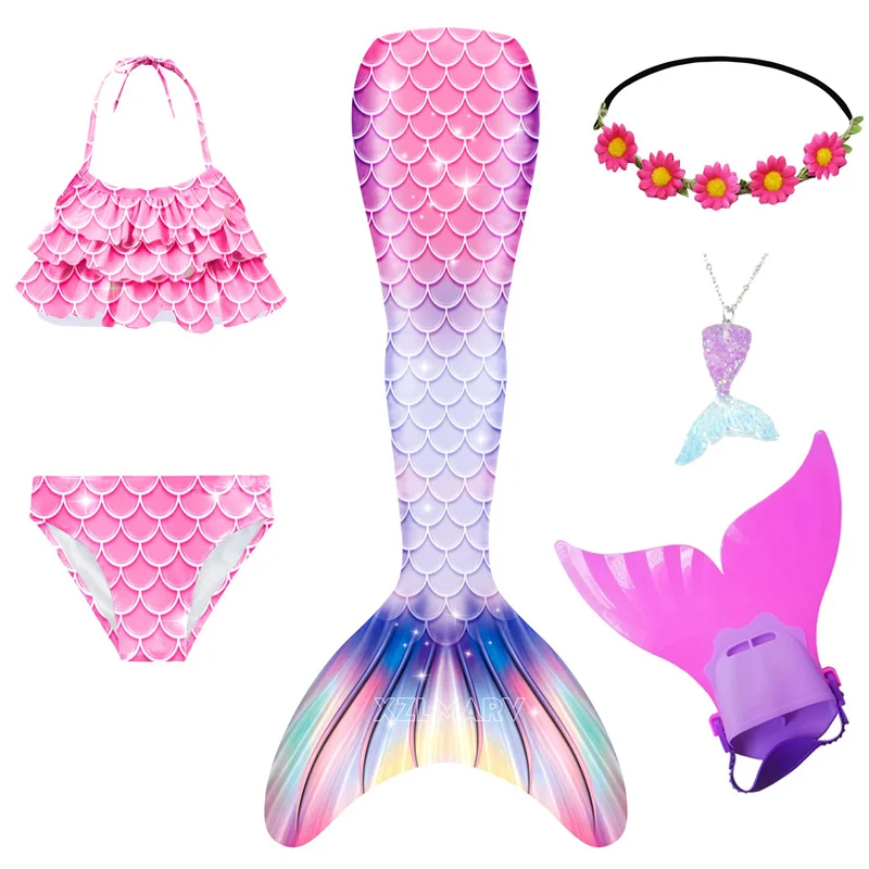 ملابس سباحة للفتيات على شكل حورية البحر بذيل حورية البحر للسباحة يمكن إضافة زعنفة المنوفية أرييل أزياء الهالوين التنكرية لأعياد الميلاد