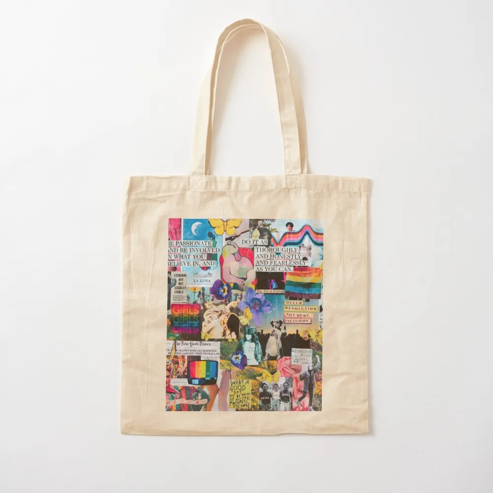 sapphic pride print Tote Bag Handbags women Portable shopping bag