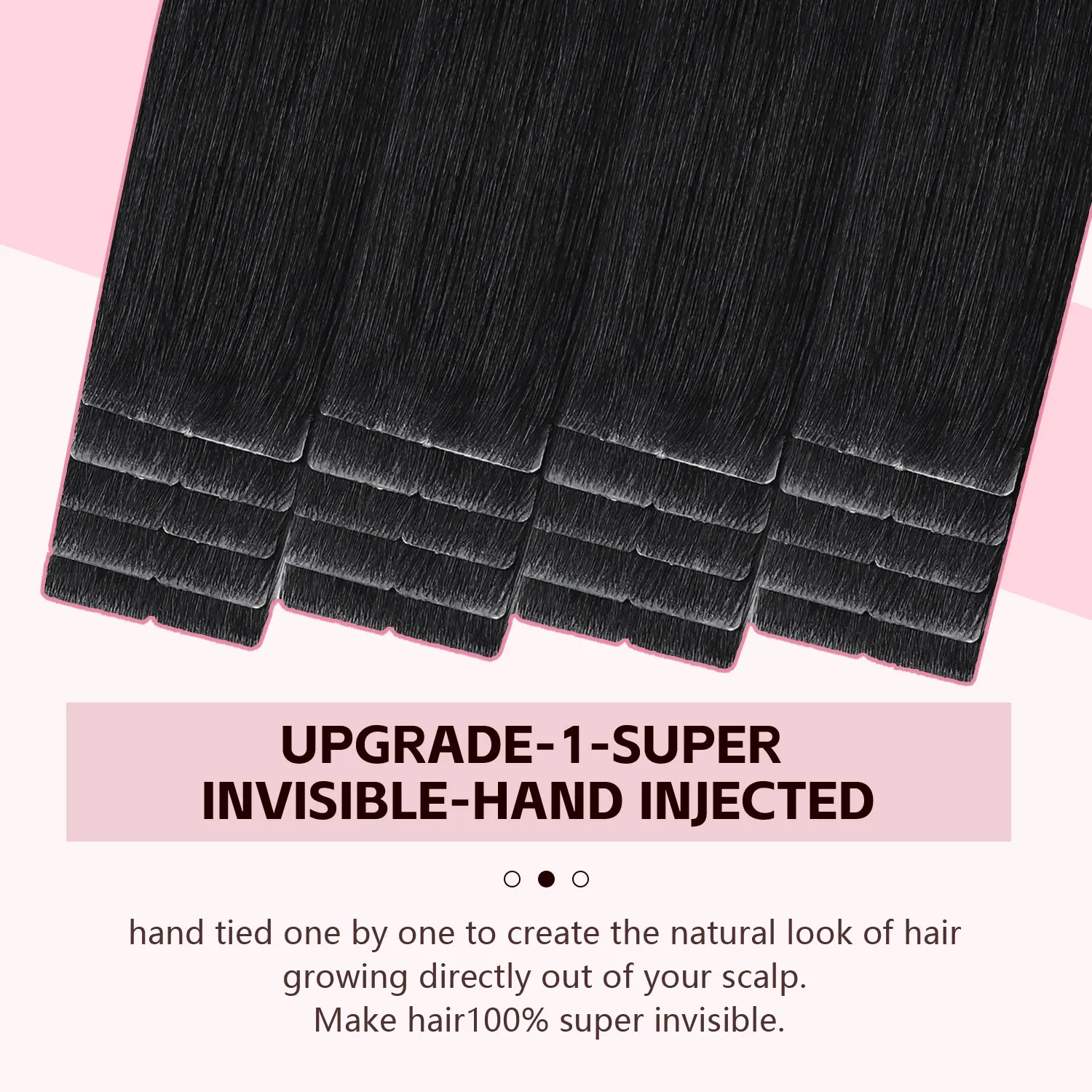 Invisible Tape in Hair Extensions Real Human Hair 3rd-Generation #1 Jet Black Color 20pcs Invisi Edge Tape in Extensions