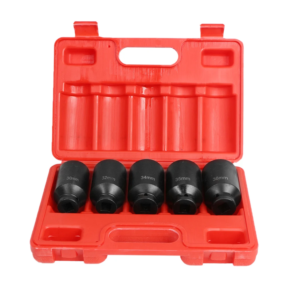 12 Point Axle Nut Sockets Heavy Duty 5pcs Deep Impact Socket Set 30mm 32mm 34mm 35mm 36mm