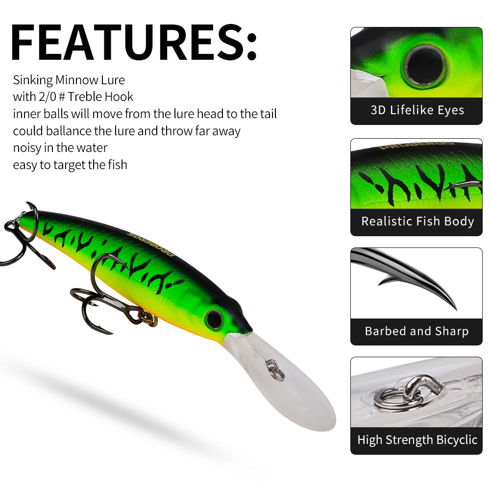 PROBEROS 1 Stück 19 cm 53 g großer Minnow-Köder, zum Angeln mit mehreren Arten, Laser-Kunstköder, Salzwasser-Langwurf-Trolling-Wobbler – Detail 5
