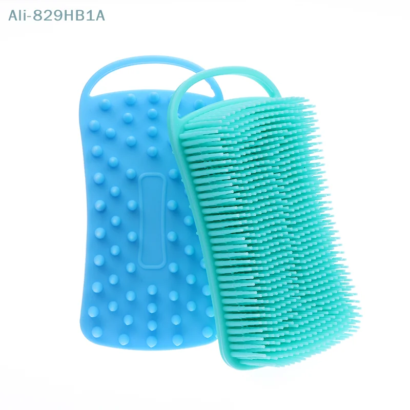 Brosse de douche en silicone souple 2 en 1, épurateur, masseur de cuir chevelu, shampooing, double face, corps, mousse, outil de nettoyage de la peau