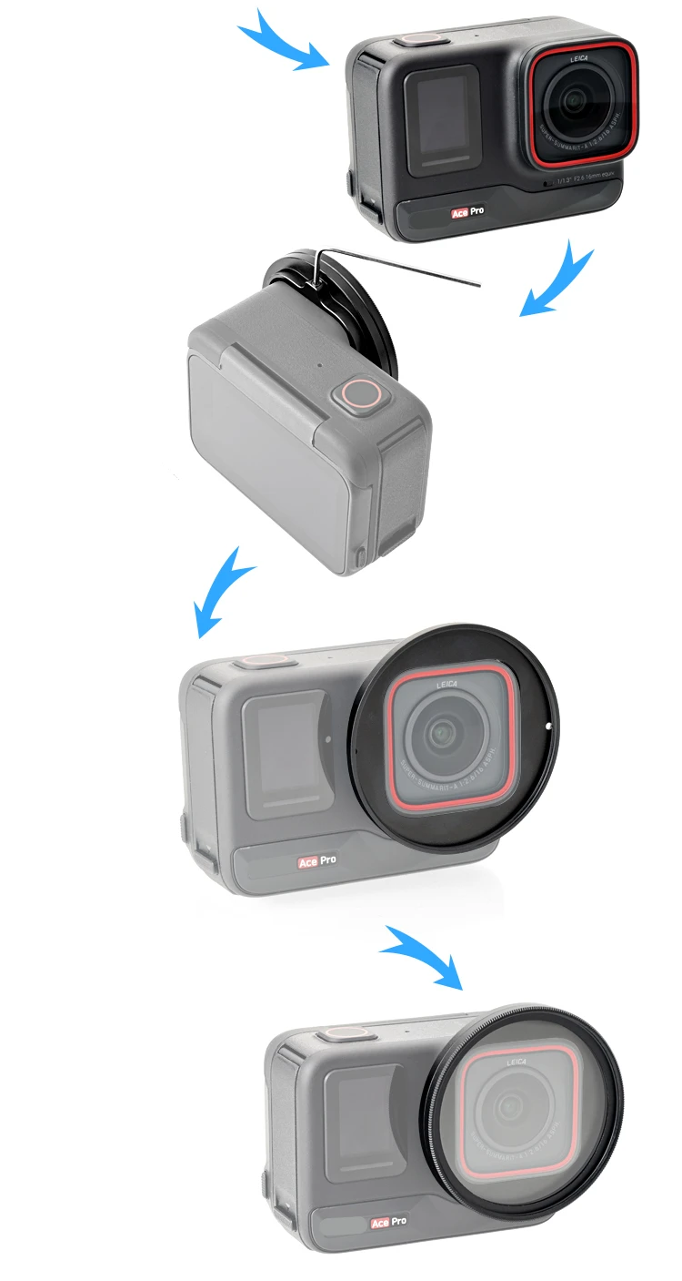 Dla Insta360 Ace Pro kamera 52MM Adapter do filtra rama obiektywu ze stopu pierścień aluminiowy 52MM soczewka UV soczewka ochronna obudowa