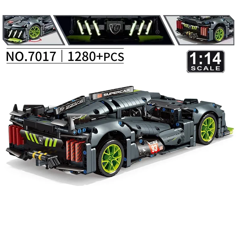 NEW1280PCSการวิเคราะห์9 × 8 Le Mans Hybrid Hypercar 1:14 Scale Building Blocksความเร็วรถแข่งประกอบอิฐของเล่นของขวัญ