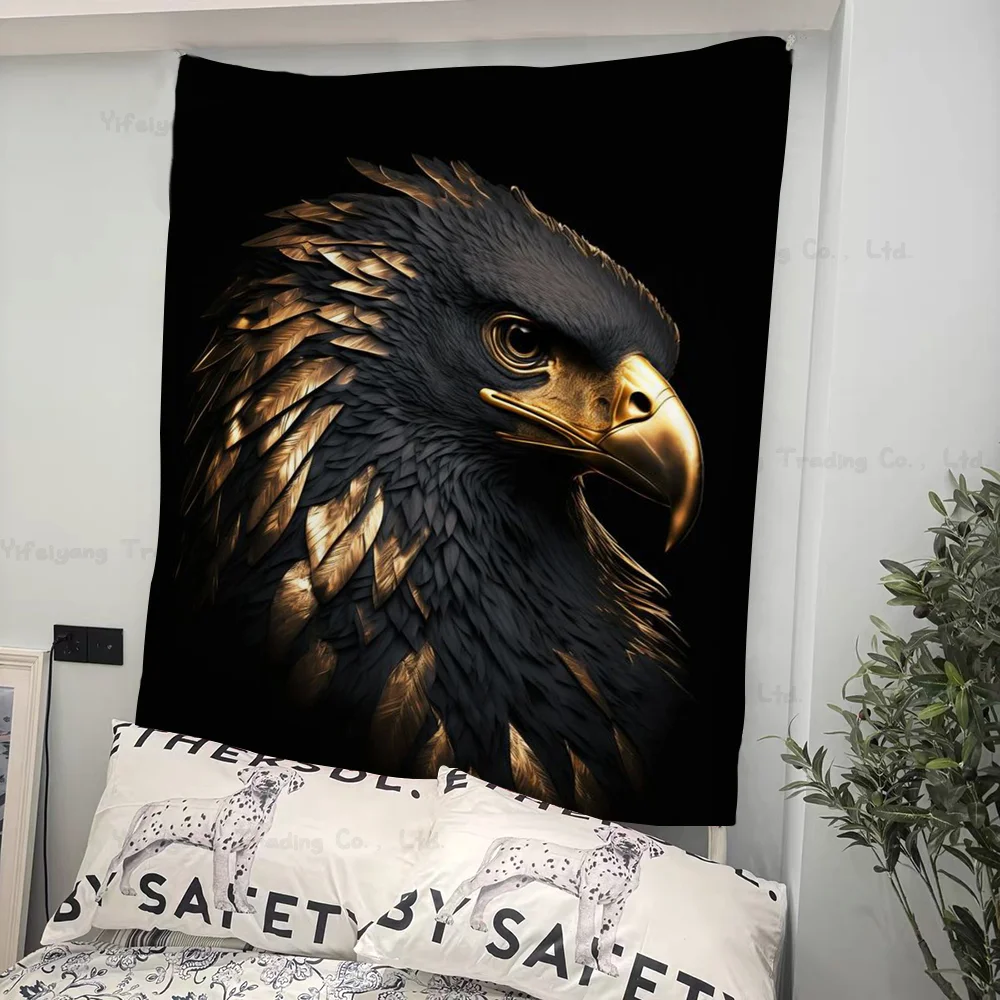 

Black Gold Eagle Lion Canvas Painting Metal Chart Tapestry Art Science Fiction Room Home Decor Cheap Hippie Wall Hanging