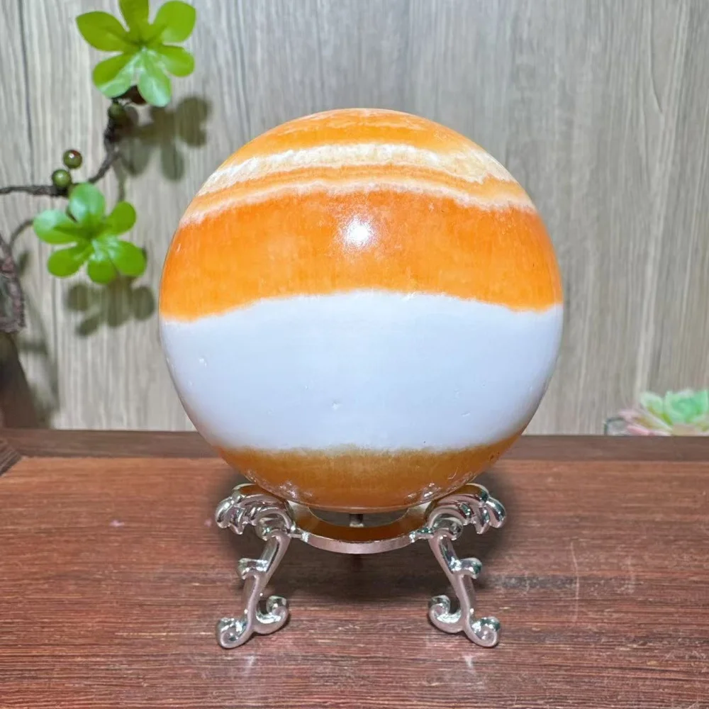 

1PC Natural Orange Calcite Spheres Stripe Caclite Stone Healing Crystal Reiki Energy Home Decoration Ornament Gifts