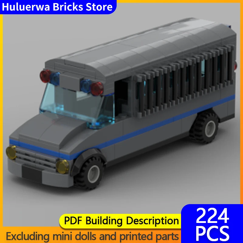 

City Car Model MOC Building Bricks Prison Transport Police Bus Modular Technology Children Holiday Gifts Assemble Toys Suit