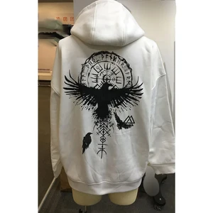 Men's Viking Totem Printed with hood, cotton sweatshirt, loose casual eagle, super cool personal hood 10 Main Sales Aguia - №10