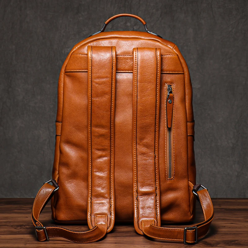 ROOG High Quality Backpack Men's Real Leather Business Knapsack Women Schoolbag weekends Travel Computer Bags For 16 Inch Laptop