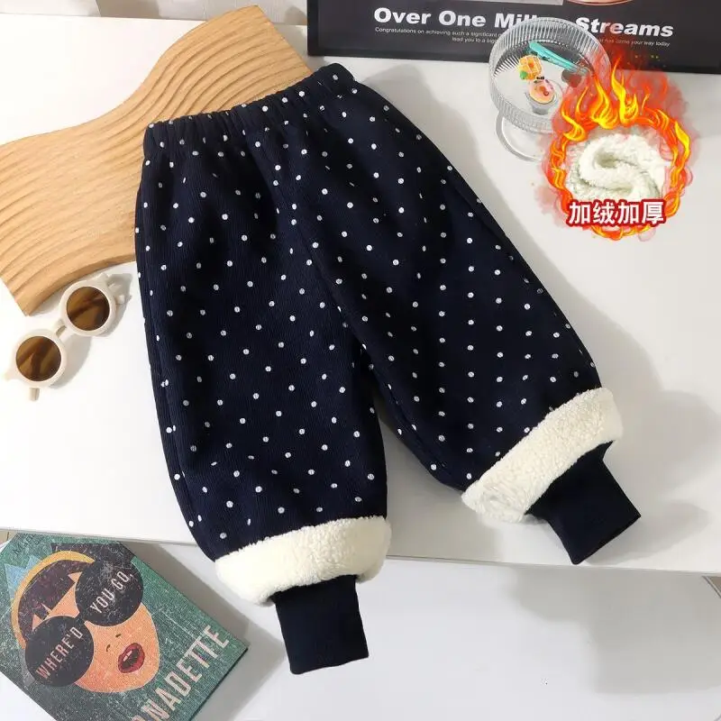 Hot Girl Winter Pants Autumn Thicken Sweatpants Elastic Waist Pants Child Keep Warm Versatile Fashion Kawaii New Casual Clothing