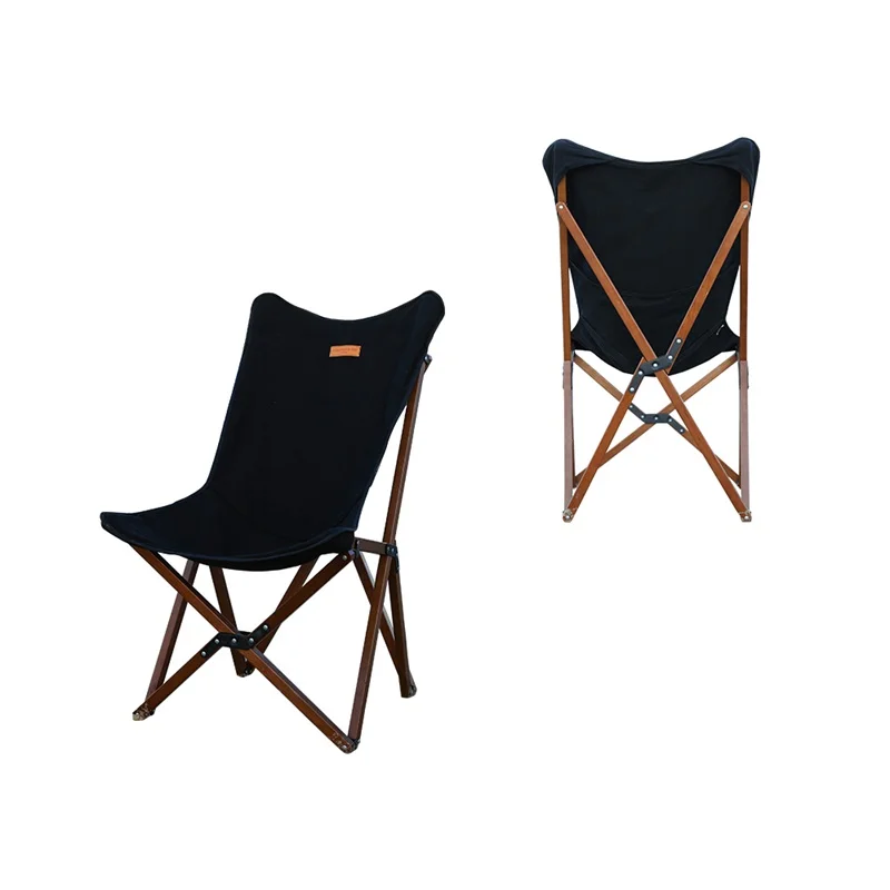 Modern Style Outdoor Beach Chair Wood Folding Butterfly Camping Chair
