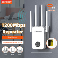 Comfast 1200Mbps Wifi Repeater 2.4/5.8G WIFI Extender WIFI 5 Router 4 Antennas 100Mbps 1*LAN/WAN Port RESET Button EU/US/UK Plug