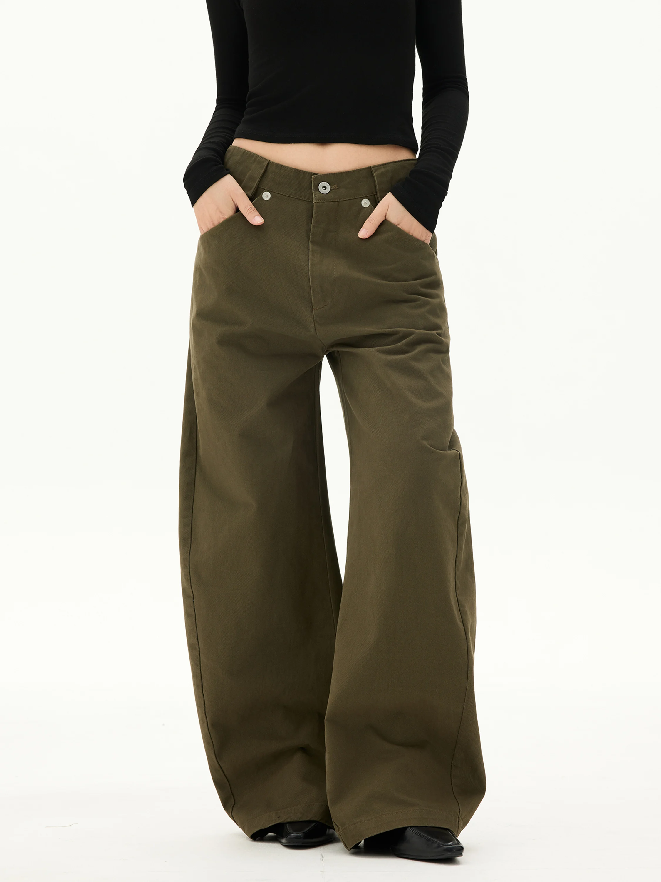 

Free Sonata Vintage Mermaid Decosition Knife Workwear Pants High Waist Zipper Closure Cotton Straight Leg Casual Trousers ...