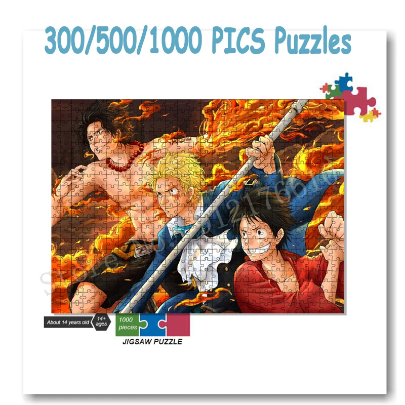 One Piece Jigsaw Puzzles Geek Time 300/500/1000 Pics Cartoon Puzzles for Adults Fashion Crafts Kids Educational Game Toys