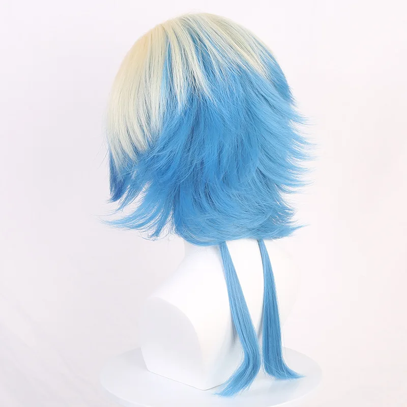 Perruque de Cosplay bleue Prison Michelle Cesar, haut pelucheux, dégradé de couleurs mélangées