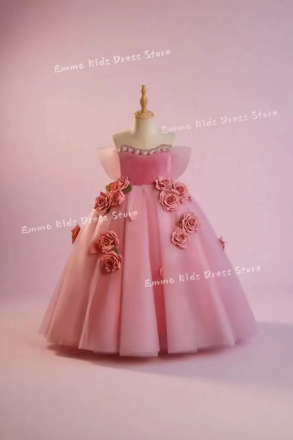 

Роскошное розовое платье DROIS для девочек с цветами ручной работы в арабском стиле для принцесс, на день рождения, свадьбу, вечеринку, конкурс красоты, праздничное платье