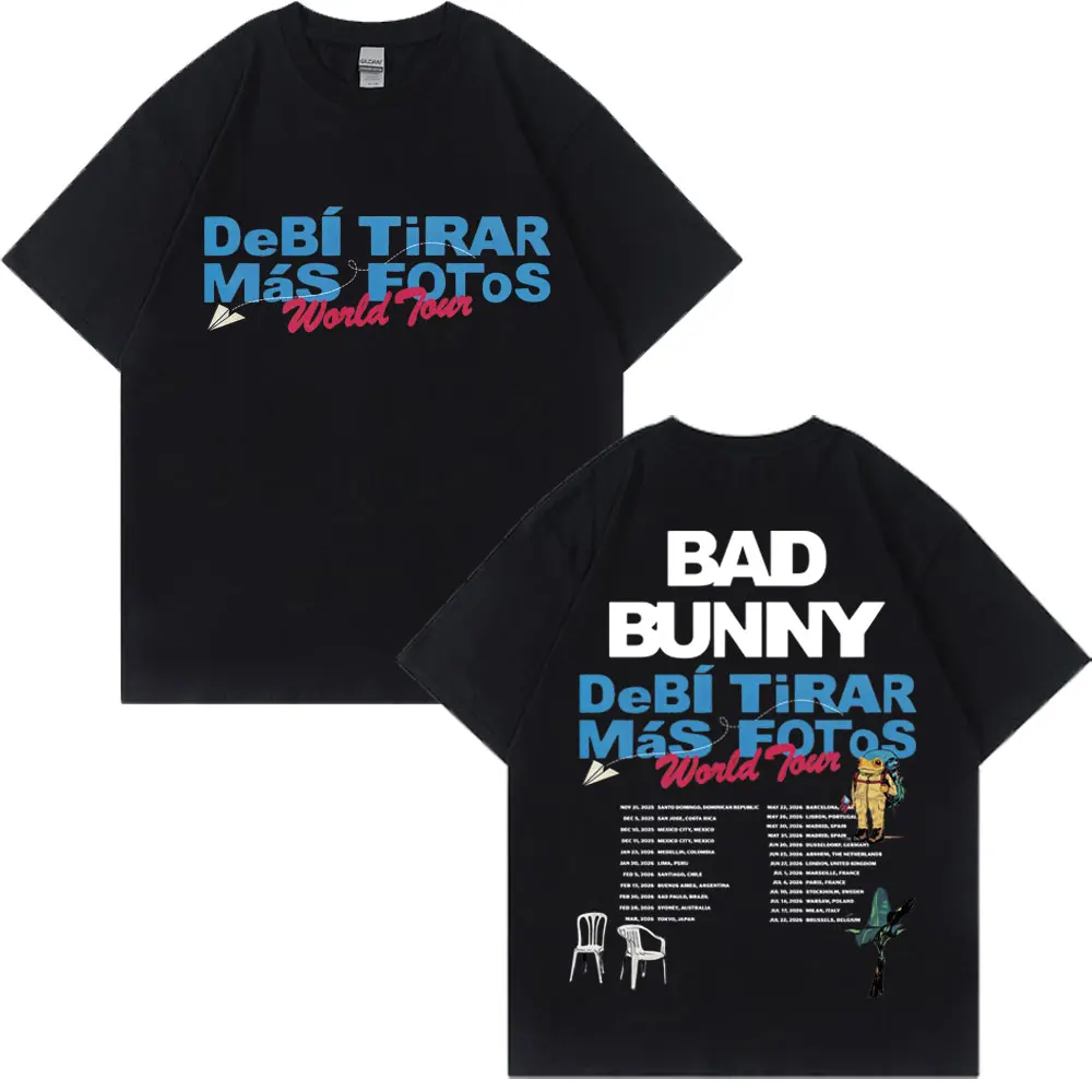 

Хип-хоп рэпер Bad Bunny Футболки DeBi TiRAR MaS FOToS DTMF World Tour Футболка Мужчины Женщины Trend Harajuku Негабаритная хлопковая футболка