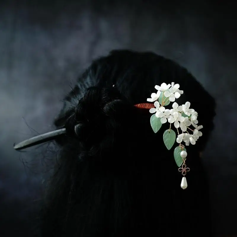 

Hairpin, lu, osmanthus hairpin, wooden hairpin, hairpin, wood headdress, disc hairball, head cheongsam accessories