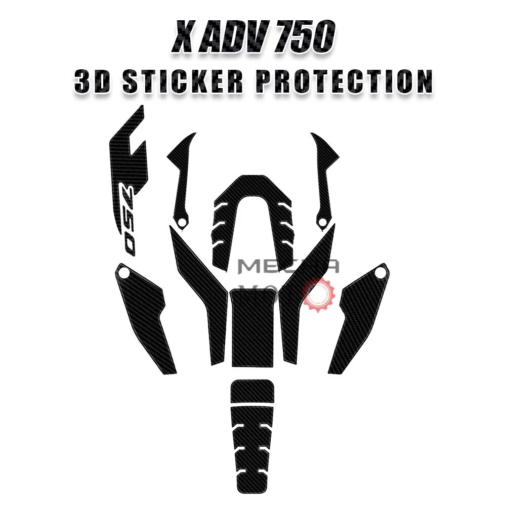 

Для X ADV 750 Защита бака, аксессуары для мотоциклов, комплект 3D-наклеек из смолы, крыло из углеродного волокна XADV750 XADV 750 2025, наклейки
