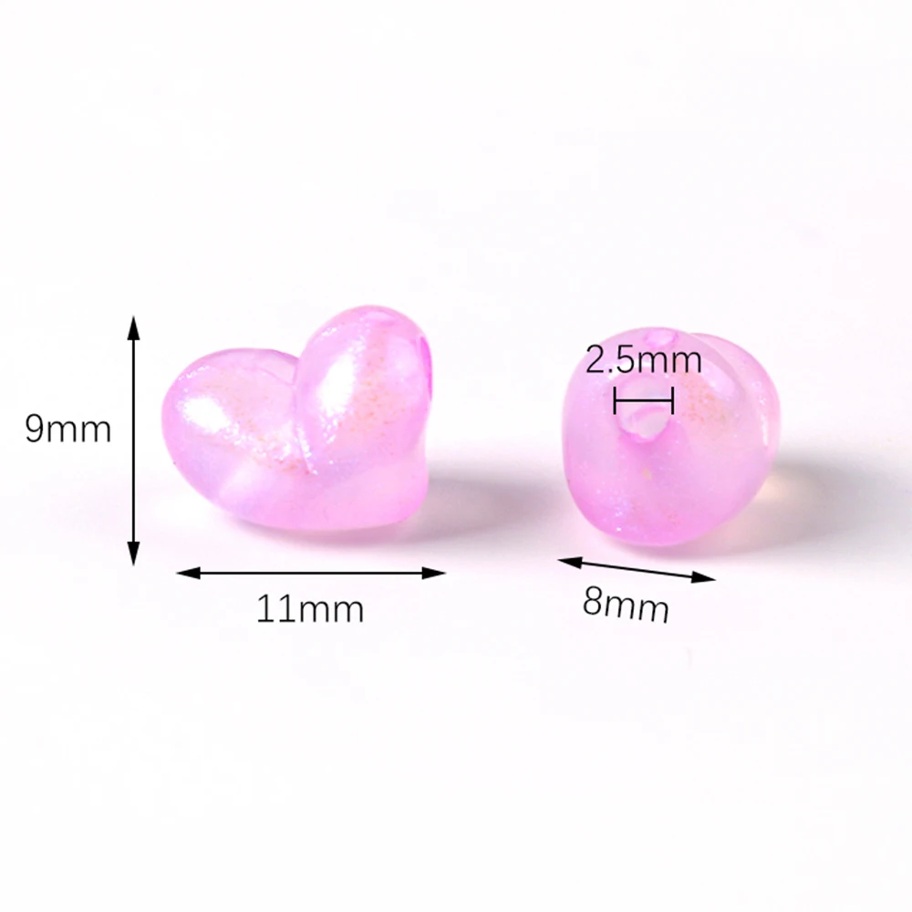 30pcs 9x11mm Mermaid Color Love Heart Beads Acrylic Loose Spacer Beads For Jewelry Making Diy Bracelet Necklace Earrings Craft