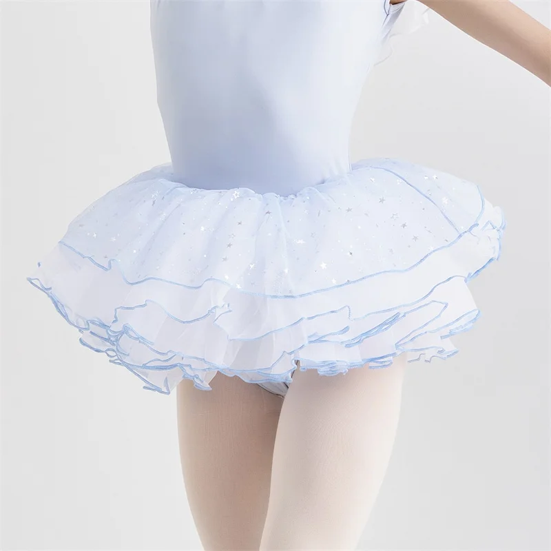 Hot Sale Fashion Cute Kids Girls Children Ballet Tutu Skirt Dance Wear Organza Short Tulle Skirt with sparkle stars