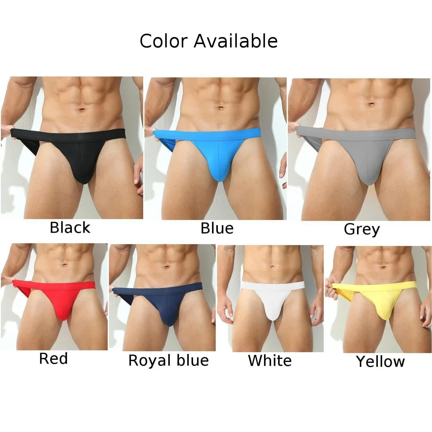 Mens Ice Silk Bikini Underwear Low Waist Breathable Briefs U Convex Pouch Panties Seamless Stretch Underpants Exotic Lingerie