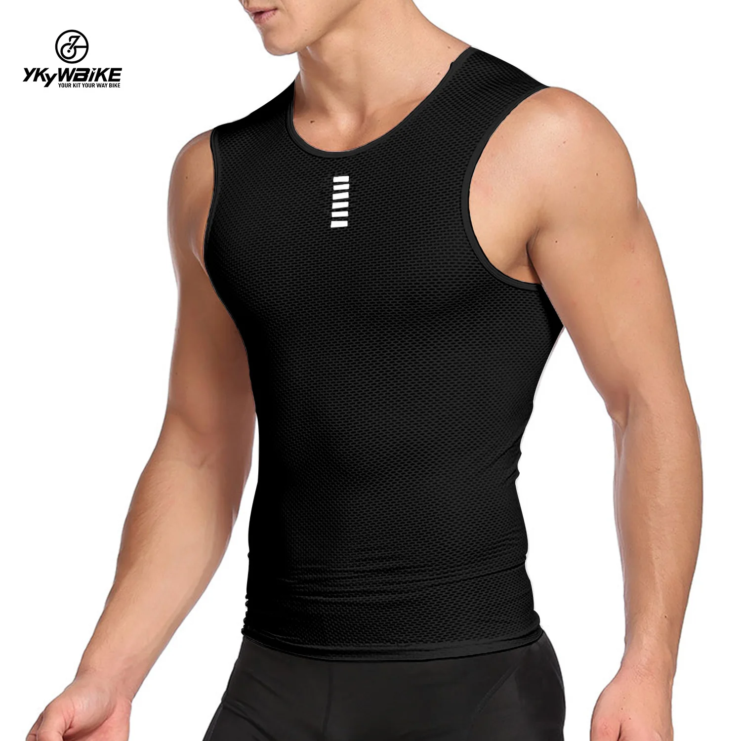 

YKYWBIKE 2PCS Cycling Vest Base Layer Sport Underwear Black White Undershirt Quick Dry Running Men Clothing High Elastici MTB