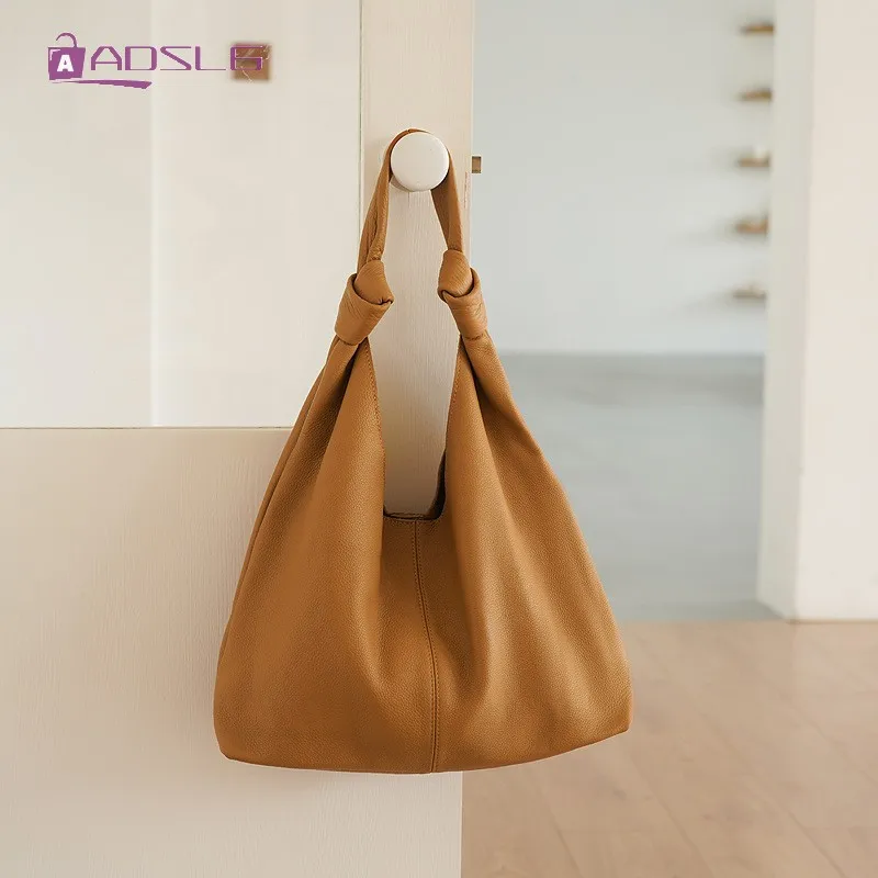 

Vintage Genuine Leather Womens New Wild Soft Handbag Korean Concise Office Ladies Trend Luxury Armpit Design Shoulder Bag