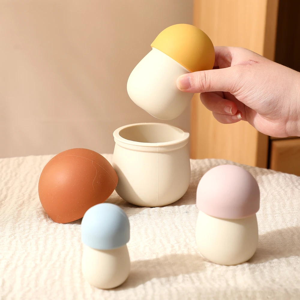 Paddestoel Matryoshka Siliconen Babyspeelgoed Educatief Cartoon Gestapeld Nestelen Pop Speelgoed Vinger Precisie Beweging Speelgoed Babycadeaus