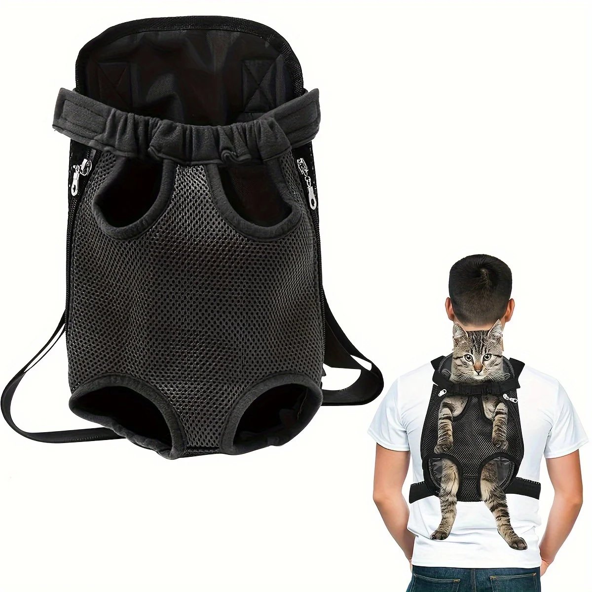 1 unidad, mochila de malla transpirable, diseño de piernas orientadas frontales, bolsa de viaje ajustable manos libres para perros y gatos, para fácil caminar al aire libre