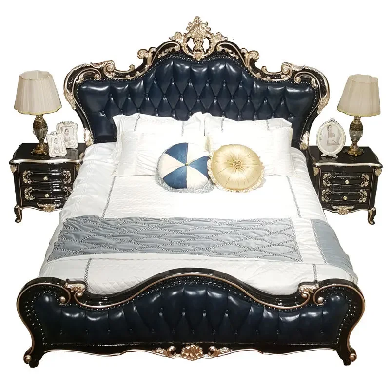 

European bed solid wood master bedroom furniture 1.8 double European and American luxury wedding bed