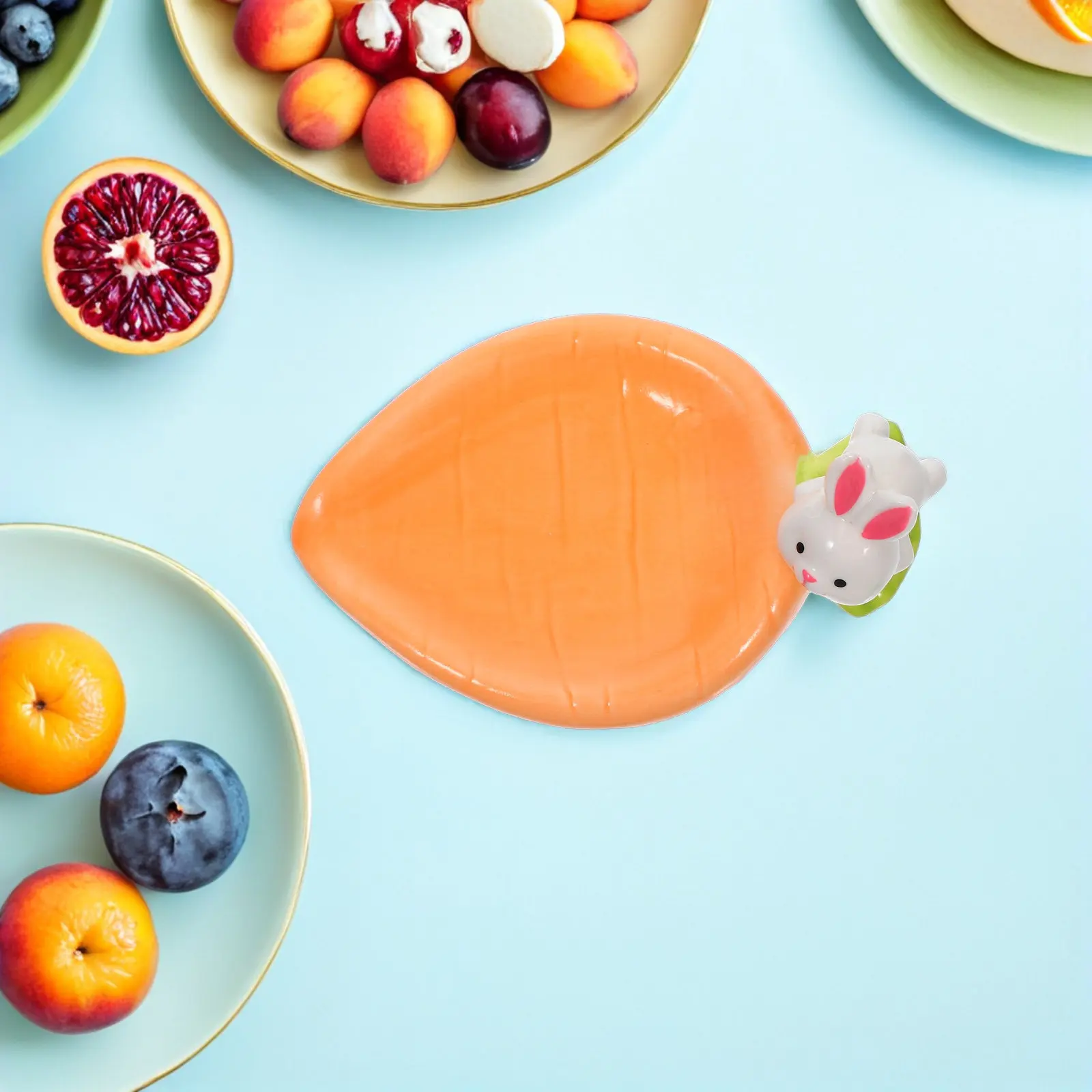 Ceramic Carrot Condiment Dish Creative Carrot Shape Plate for Sushi Sauce Dips Seasoning Small Serving Appetizer Tray Rabbit view 6