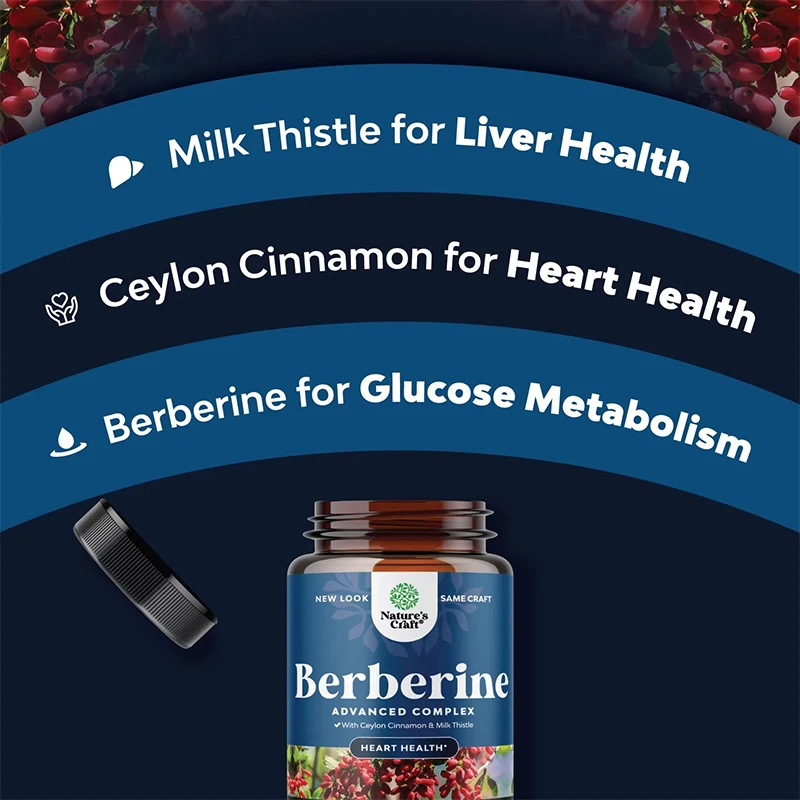 Berberine 1200 Mg with Ceylon Cinnamon and Milk Thistle, Antioxidant Supplement, Heart and Immune Support