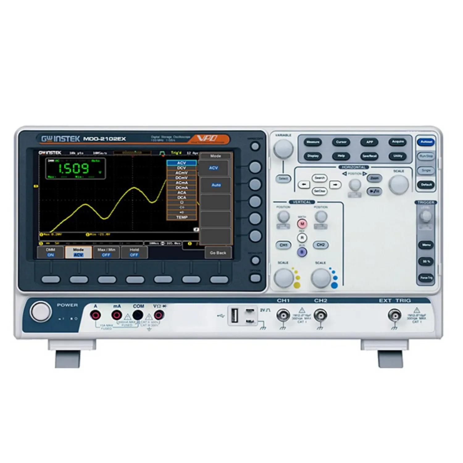 GWINSTEK MDO 70- 200MHz, 2 - 4 canales, espectro de osciloscopio de almacenamiento digital