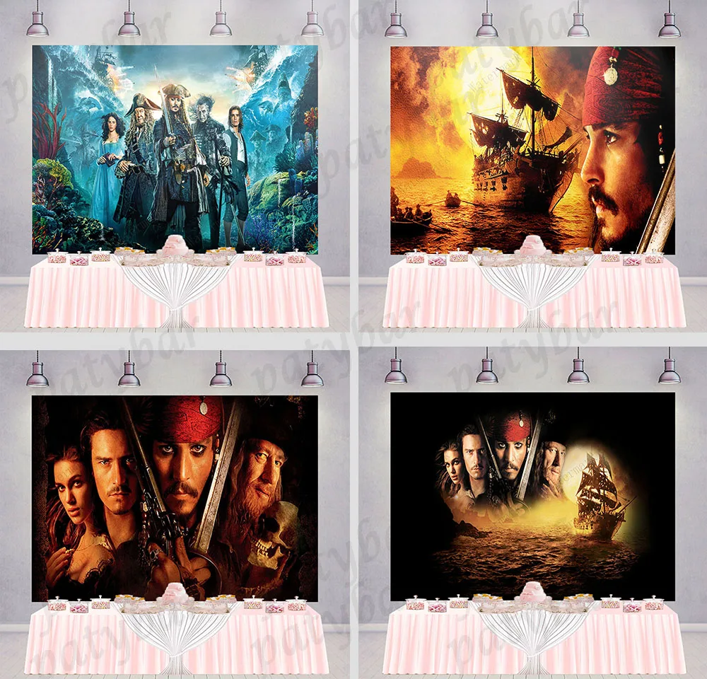 

Фон «Пираты Карибского моря» с изображением Капитана Джека Воробей, баннер для фотосъемки, полиэстер, виниловый реквизит