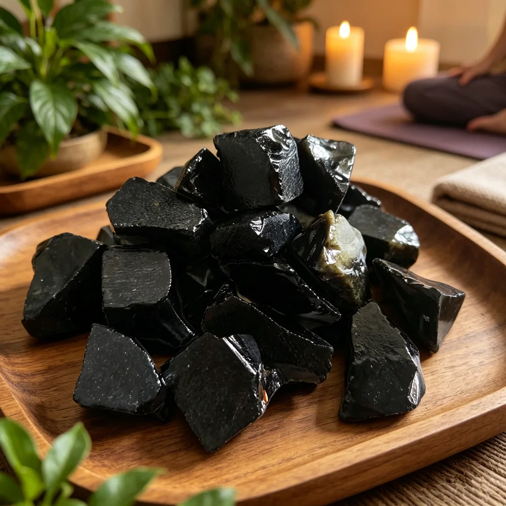 Obsidiana negra Natural, piedras curativas irregulares de cristales negros, espécimen de roca Mineral, decoración, piedra curativa energética