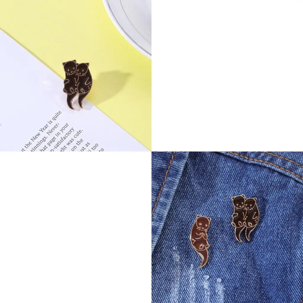 Otters Enamel Pin Cartoon Funny Animals Brooches Badge Women Men Backpack Clothes Lapel Pins Jewelry For Kids