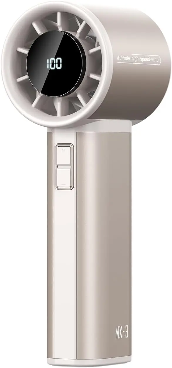 

Портативный турбовентилятор с 100 скоростями, зарядка через USB-C, цифровой дисплей, бесшумный, для путешествий, офиса, спортзала, улицы