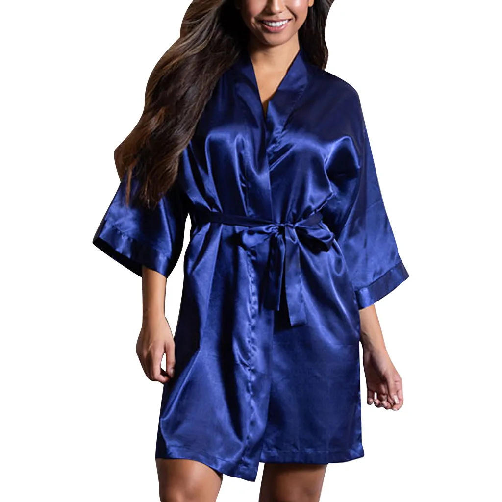 Womens Sexy Satin Sleepwear Lingerie Nightwear Underwear Night Gown Robe