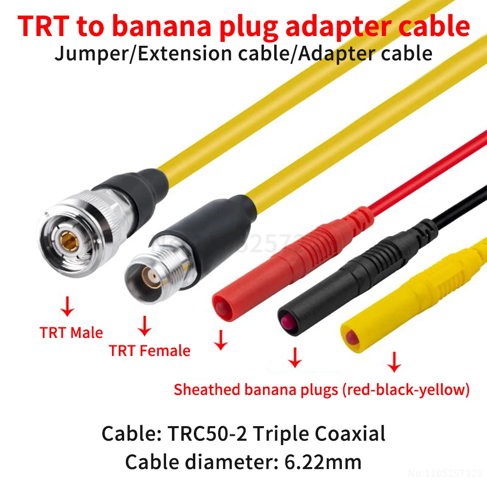 (1 pcs) TRT to Jack Banana Plug Triple Coaxial Test Adapter Cable TRC50-2 Low-Noise Cable TRT-JK